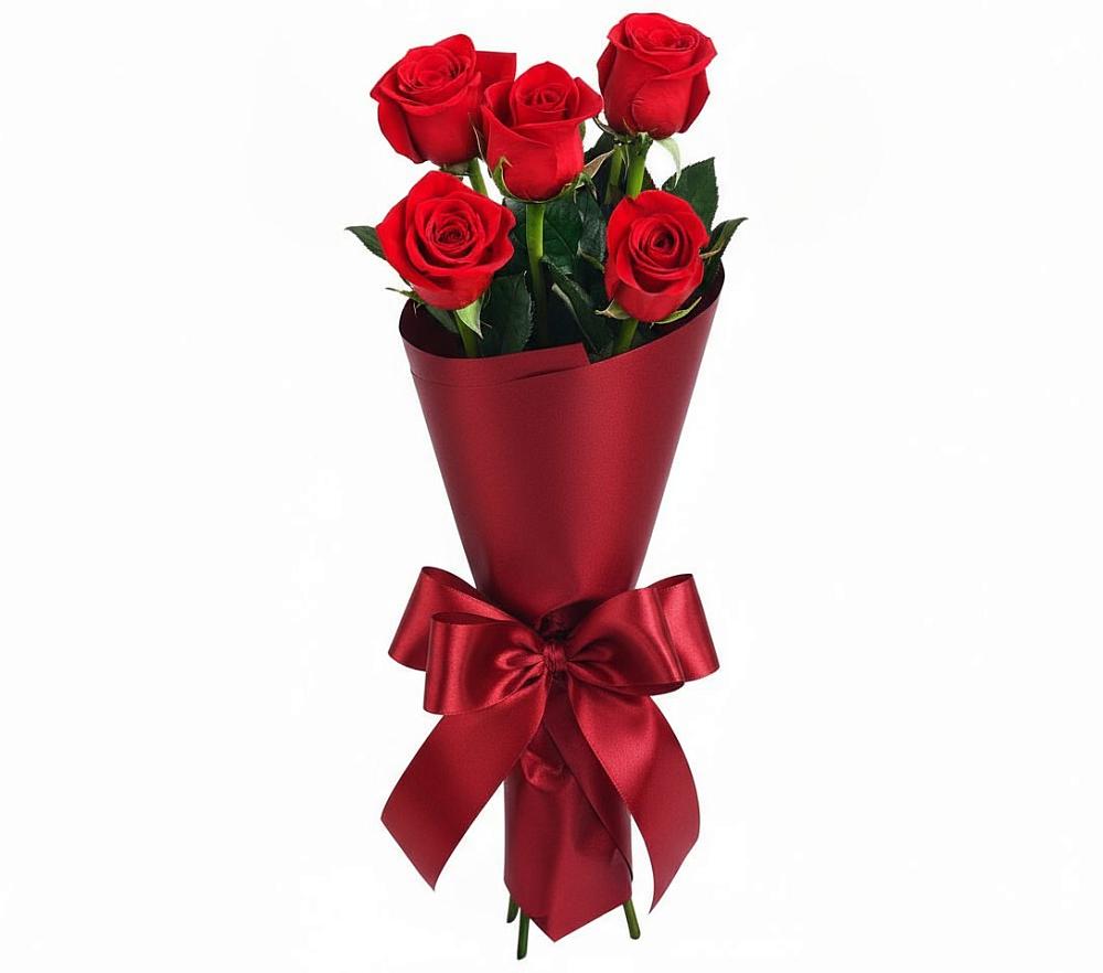 Букет 5 Красных роз Эдлесс Лав в Лычково