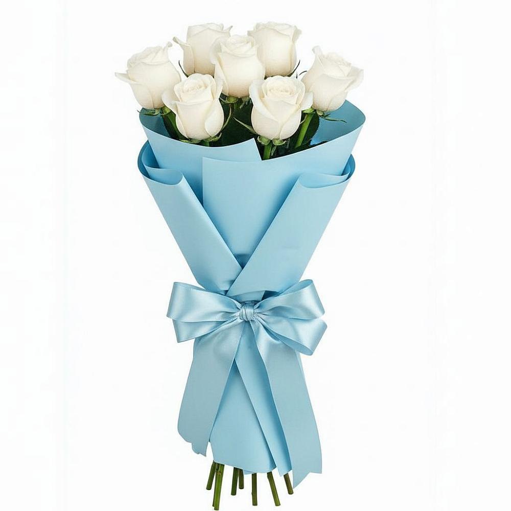 Букет 7 белых роз Проуд в Лычково