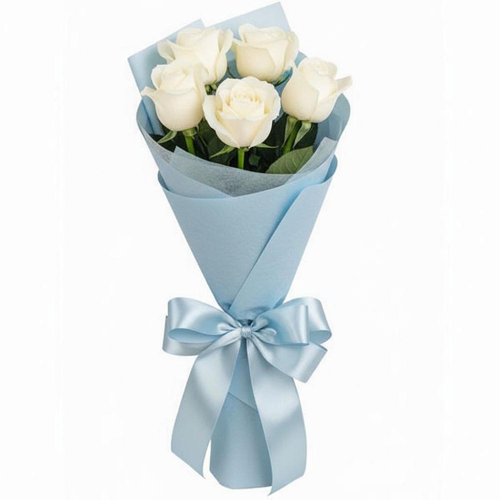 Букет 5 Белых роз Проуд в Лычково