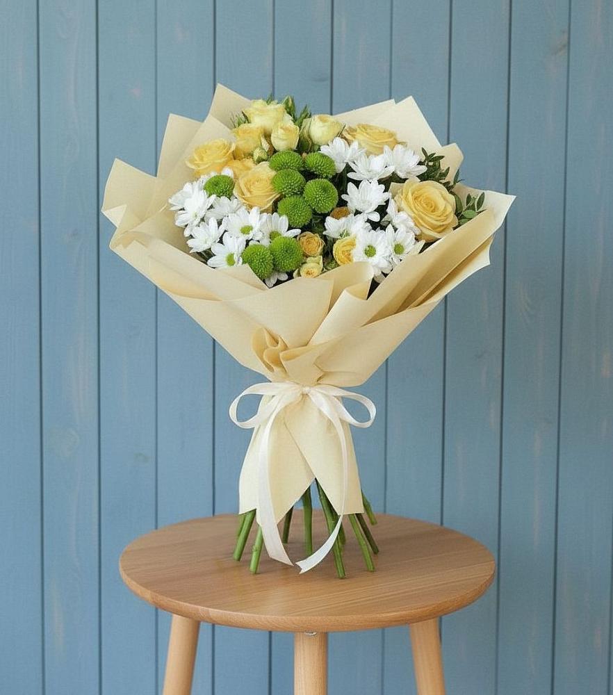 Букет цветов из: Хризантемы и Розы в Лычково