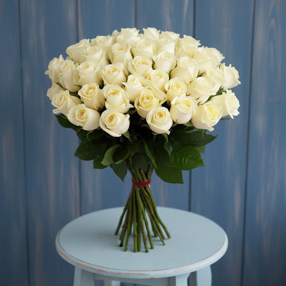 Букет 51 Белая роза Эдлесс Лав в Лычково
