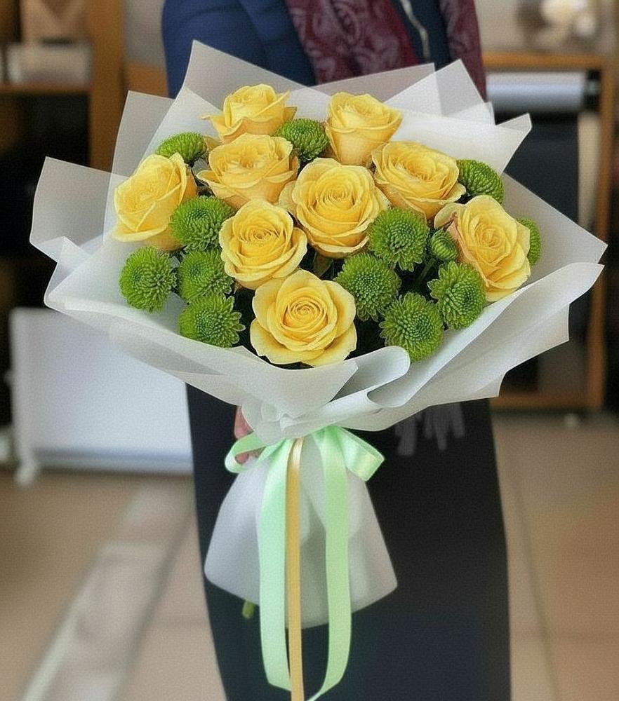 Букет цветов из: Хризантемы и Розы в Лычково