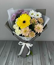 Букет цветов из:  Розы, Герберы и Хризантемы в Лычково