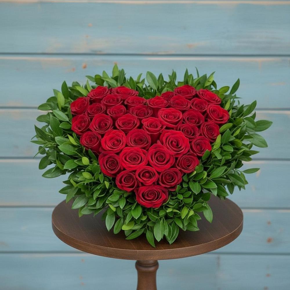 Цветочная композиция из Розы в виде сердца в Лычково