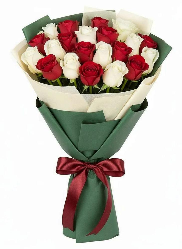 Букет Микс из красных и белых роз в Лычково