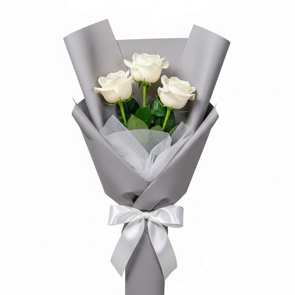 Букет 3 белые розы в Лычково