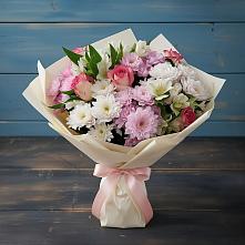 Букет цветов из:  Хризантемы, Альстромерии и Розы в Лычково