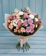 Букет цветов из:  Хризантемы, Розы и Альстромерии в Лычково