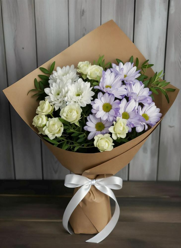 Букет цветов из: Хризантемы и Розы в Лычково
